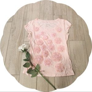 Tops - Blush Pink Ruffle Flower Tee Tops - Blush Pink Ruffle Flower Tee